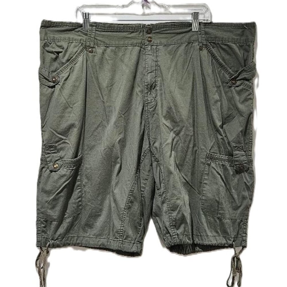 ROUTE 66 OLIVE GREEN COTTON LONG CARGO SHORTS 2X